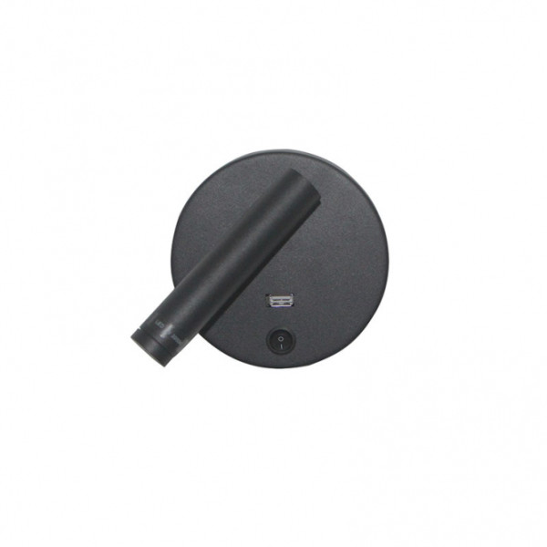 LED SVETILJKA JM-060 ZIDNA 3W 3000K + USB 5V 2A CRNA