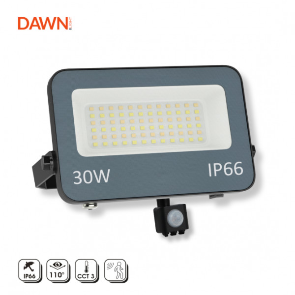 DAWN LED REFLEKTOR SENZOR GN-FL913S-30W CCT 3000lm 110° IP66