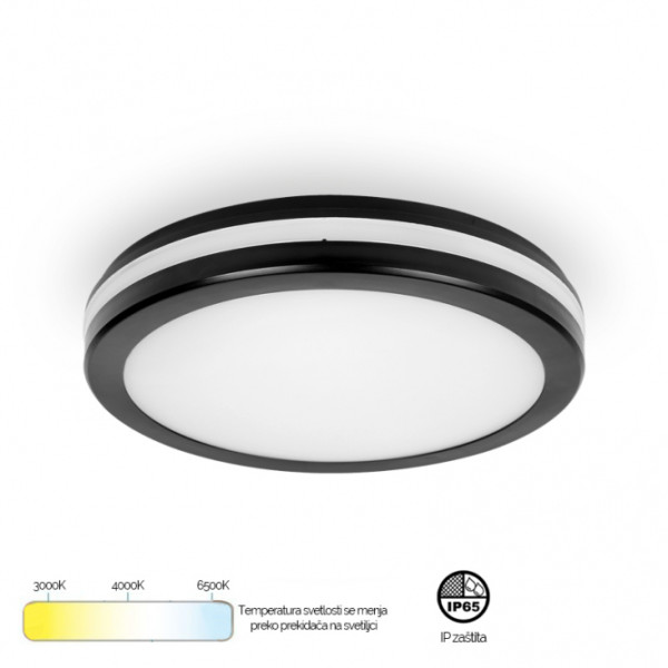 LED PLAFONJERA X09-200-15W 3000/4000/6500K IP65 CRNA